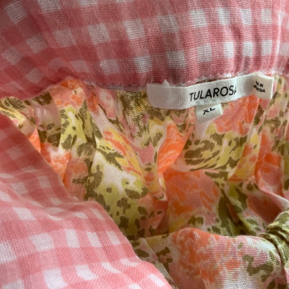 TULAROSA floral peach coral beach maxi skirt cover up/cotton/XL - Picture 3 of 6
